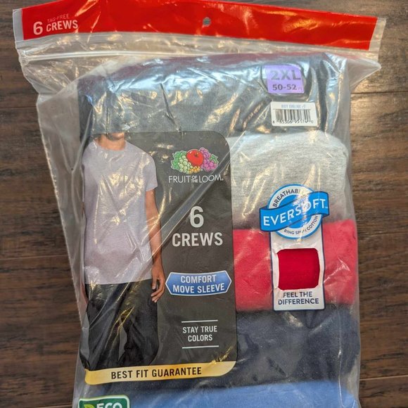*3/$25* Brand New - Men's Fruit of the Loom Crew Neck Tees 6 pack- Size 2XL - Picture 1 of 2